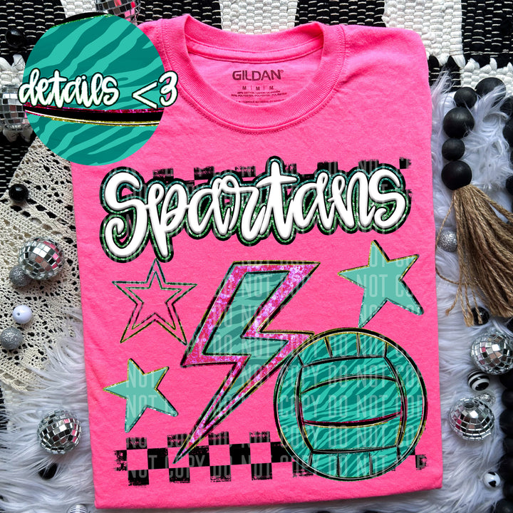 Rainbow Volleyball Bolts DTF Print