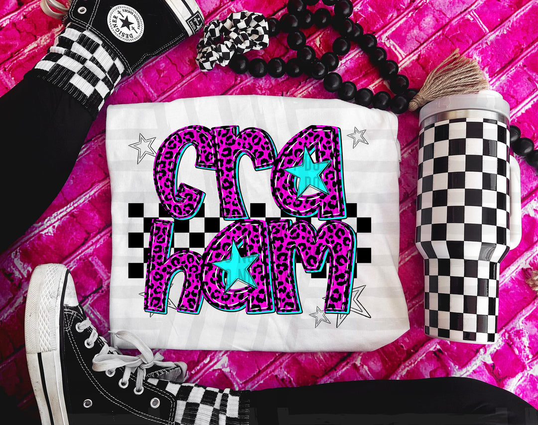 Pink Neon Leopard DTF Print