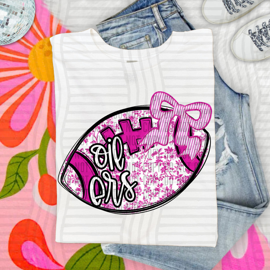 Pink Toile Football DTF Print
