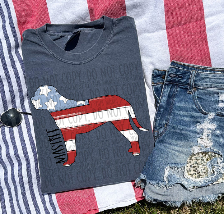 Patriotic Dog Designs Black Text DTF Print