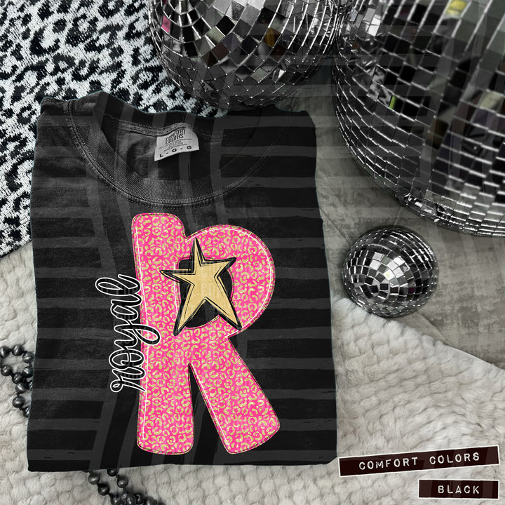 Pink Leopard Initial DTF Print