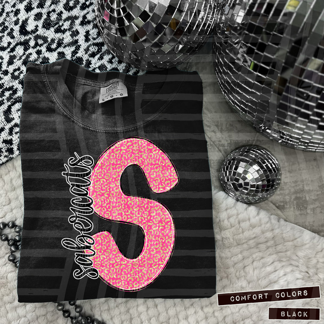 Pink Leopard Initial DTF Print