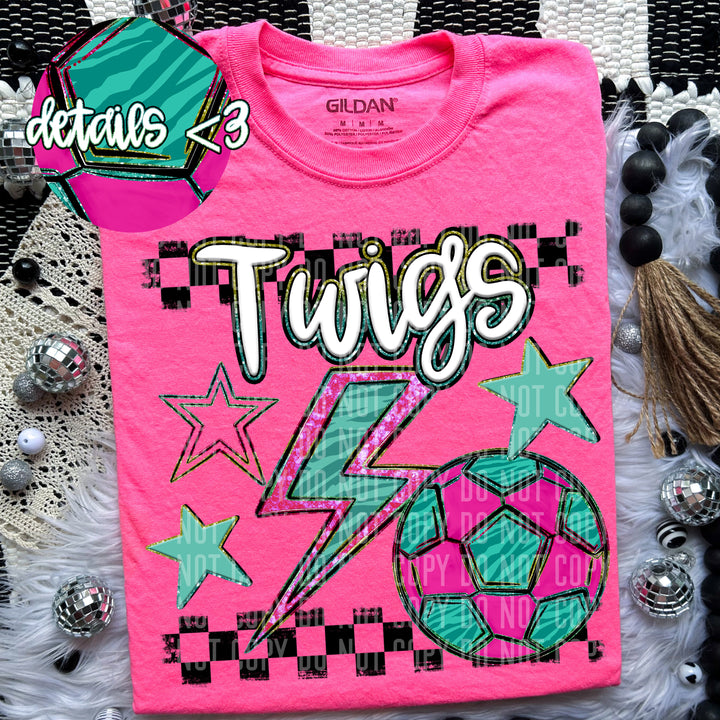 Rainbow Soccer Bolts DTF Print