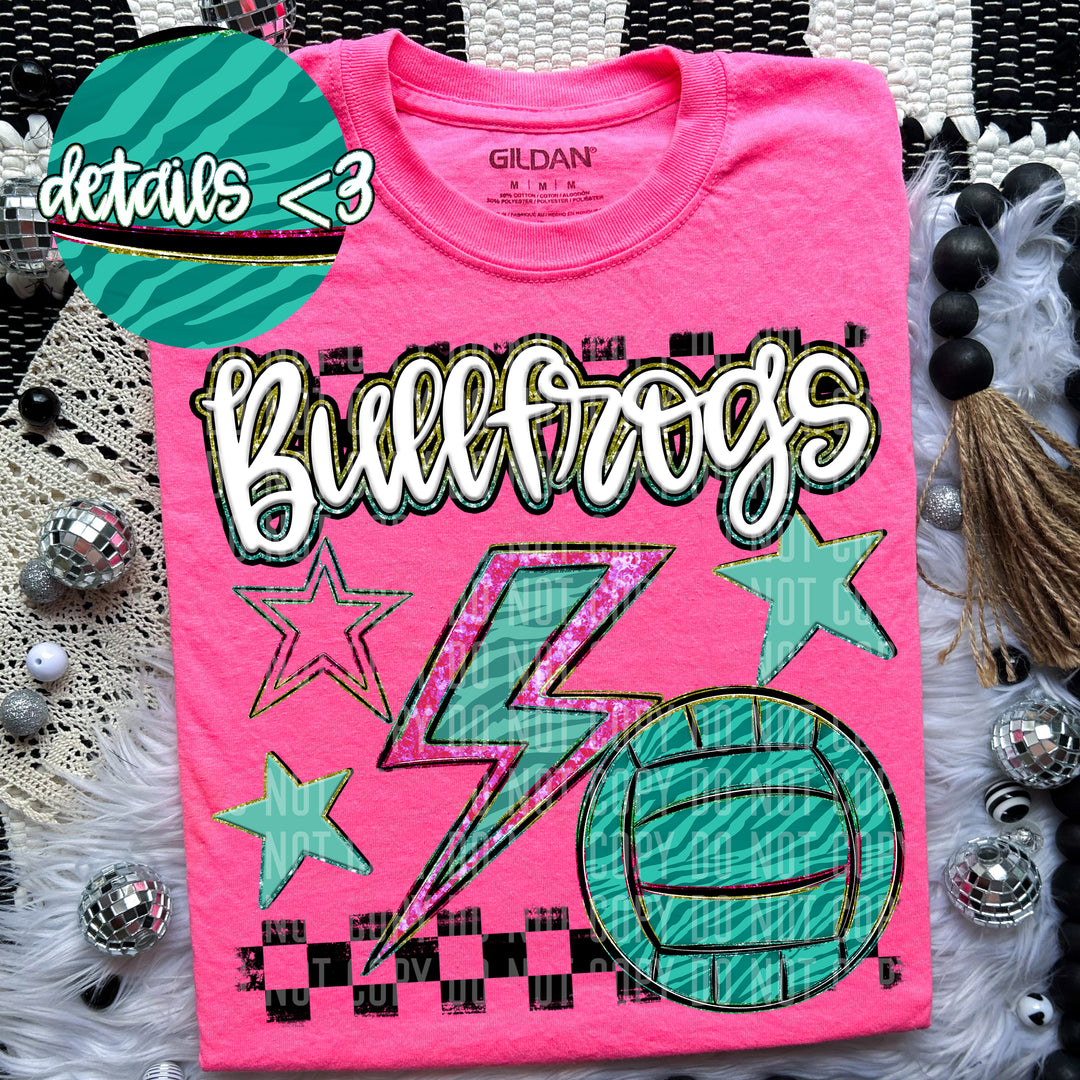 Rainbow Volleyball Bolts DTF Print
