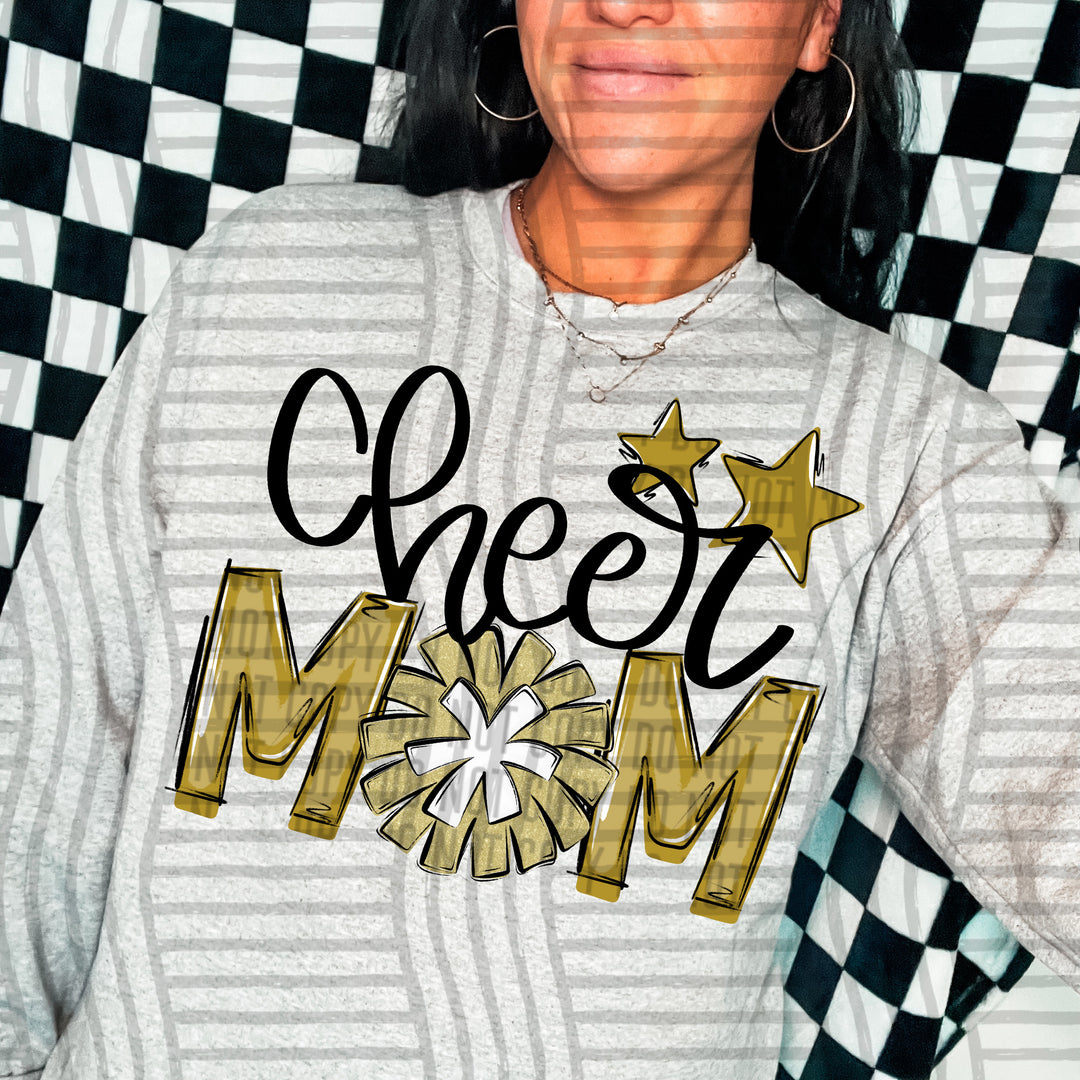 Sports Mom Cheer Gold DTF Print