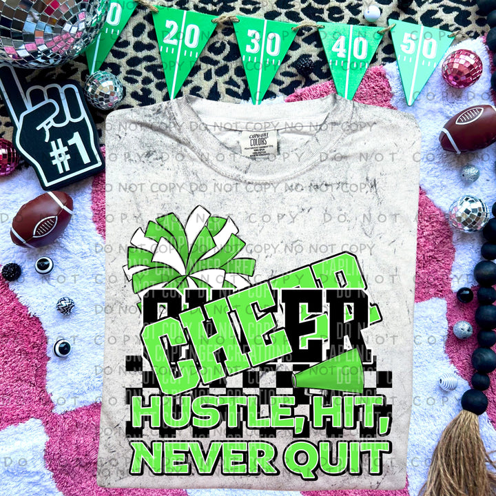 Hustle Hit Never Quit Cheer DTF Print