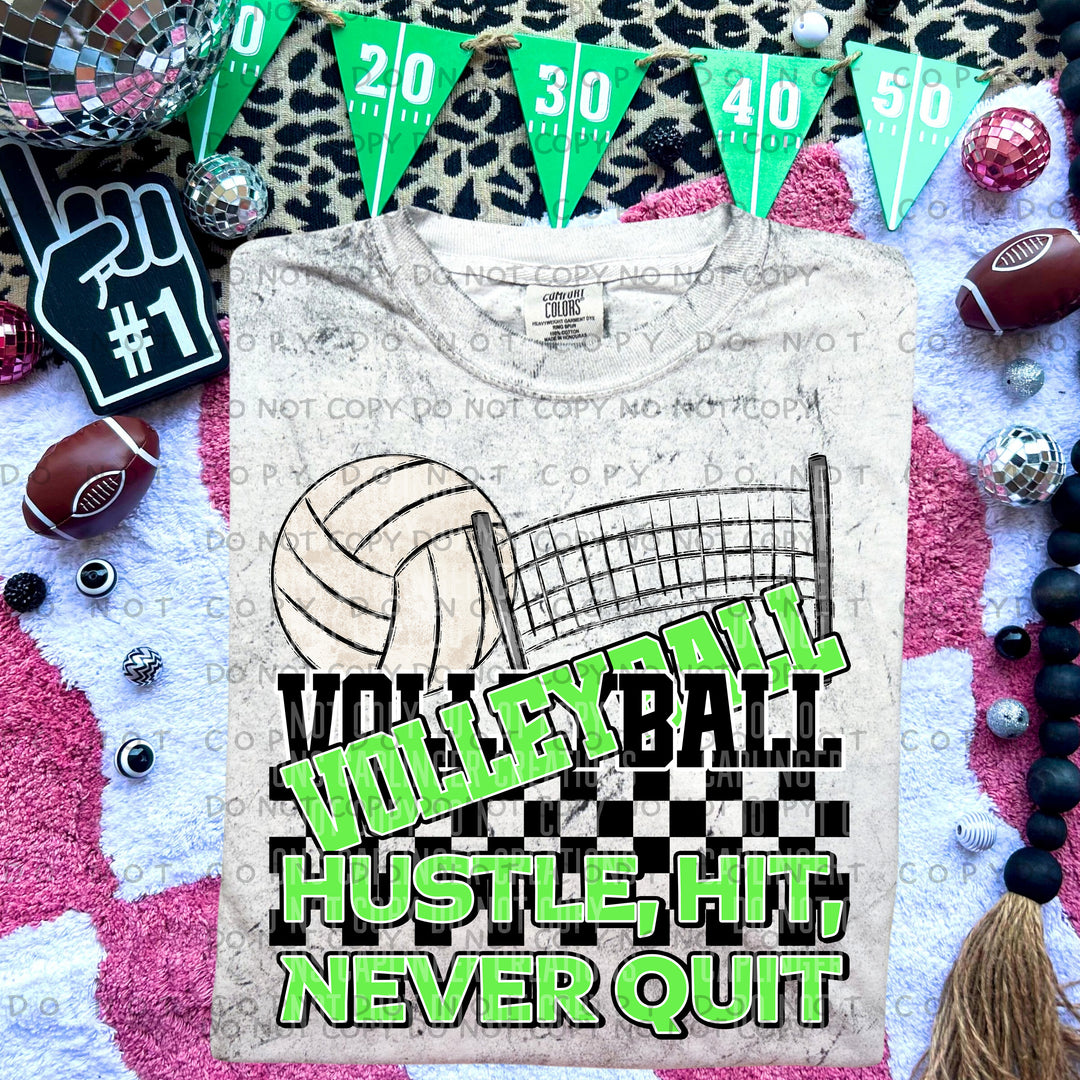 Hustle Hit Never Quit Volleyball DTF Print