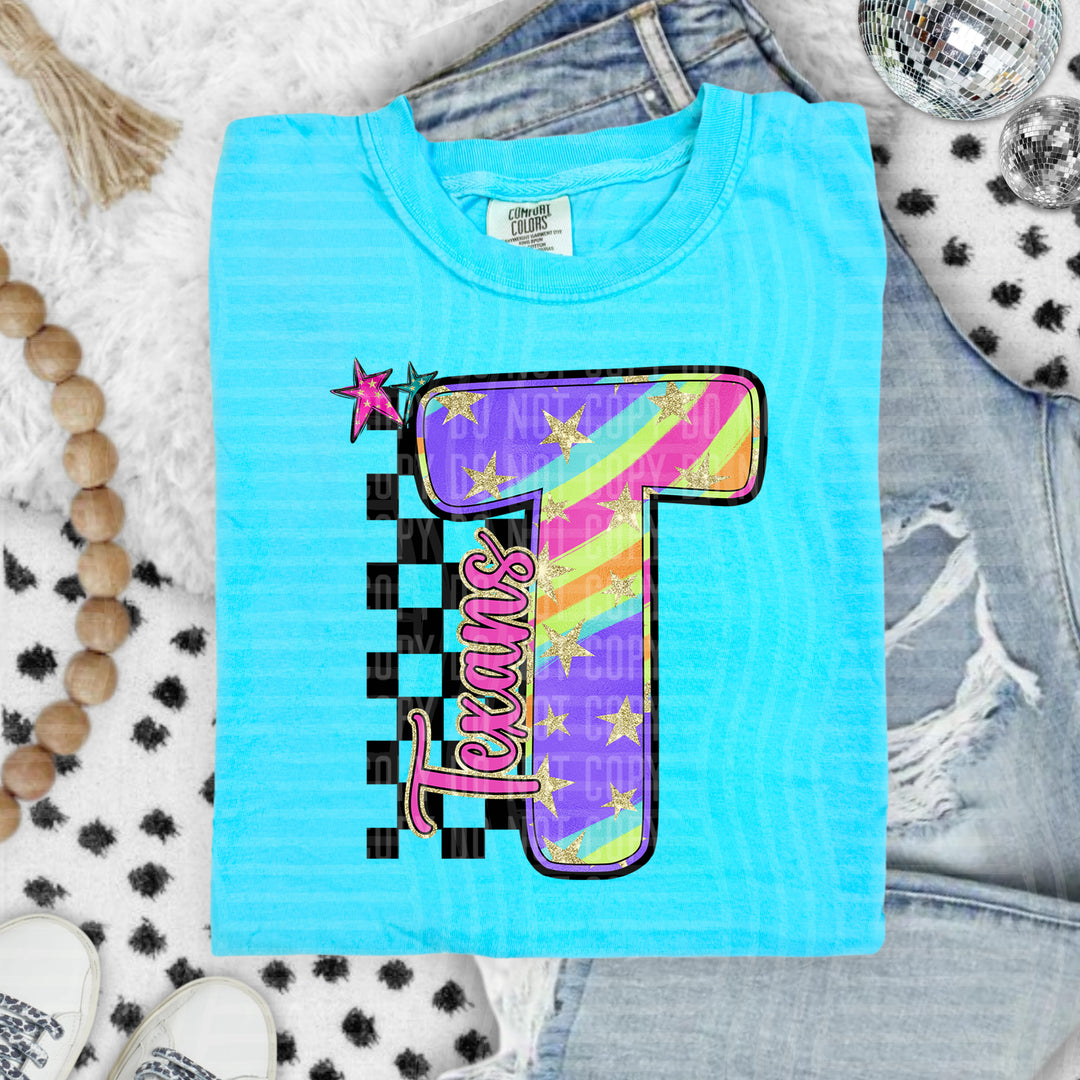 Rainbow Swirl Initials DTF Print