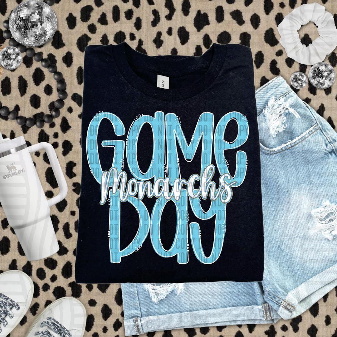 Doodle Gameday Bright Blue DTF Print