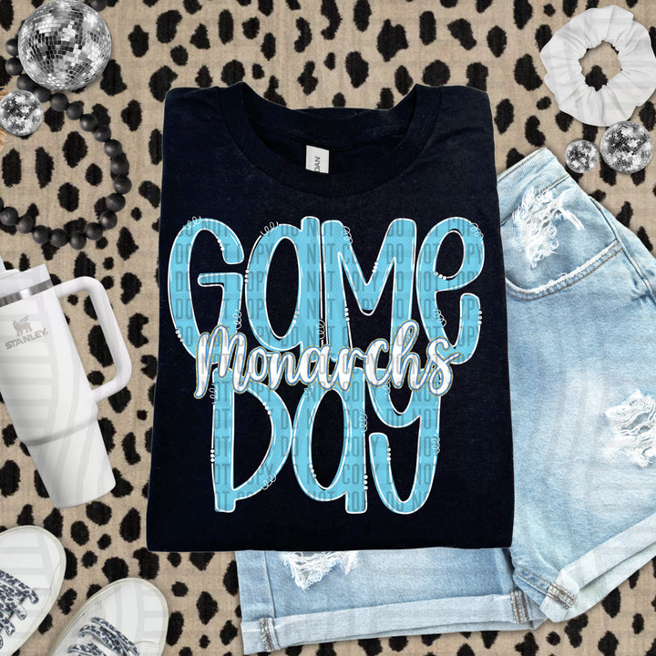 Doodle Gameday Bright Blue DTF Print