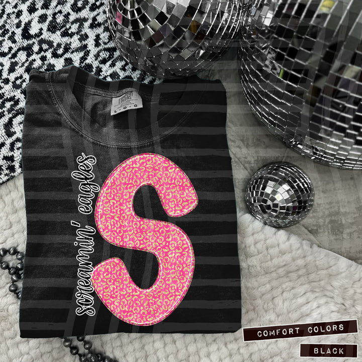 Pink Leopard Initial DTF Print