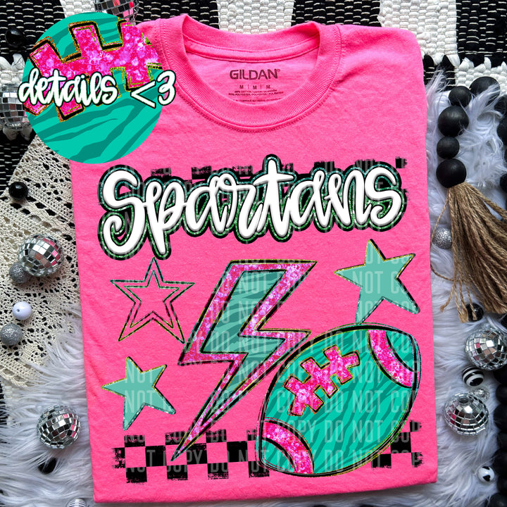 Rainbow Football Bolts DTF Print