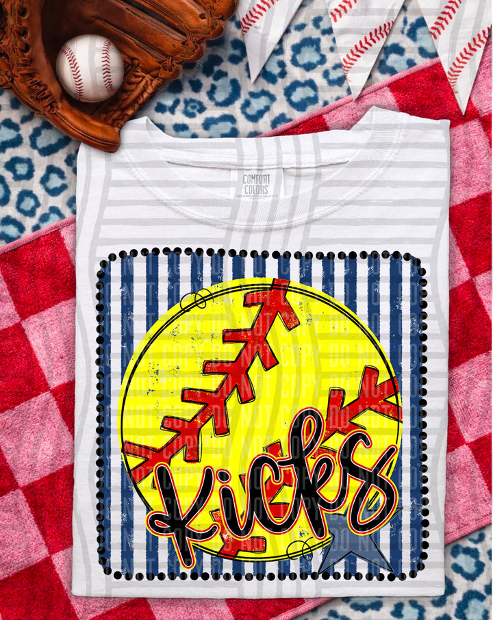 Softball RWB Framed Script DTF Print