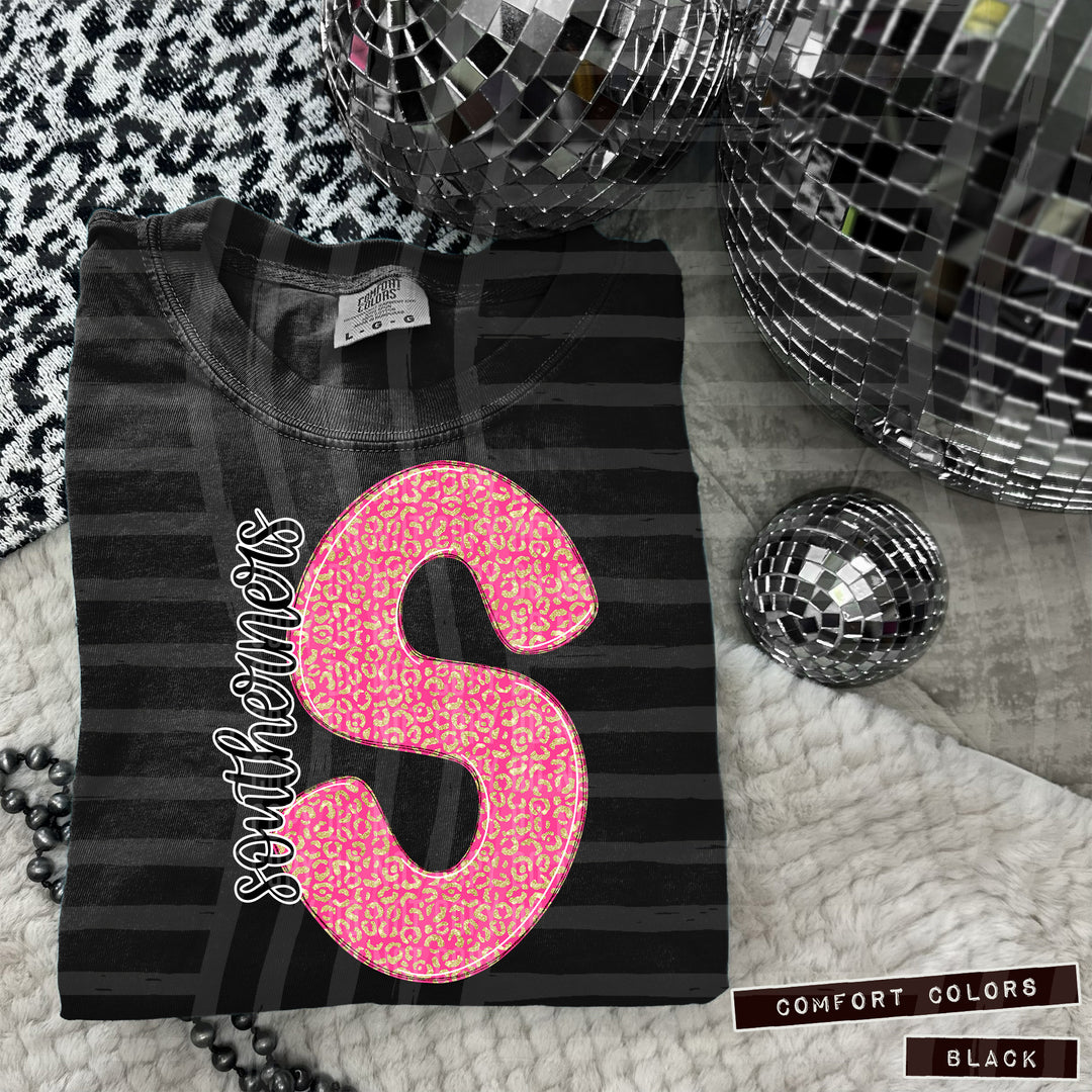 Pink Leopard Initial DTF Print