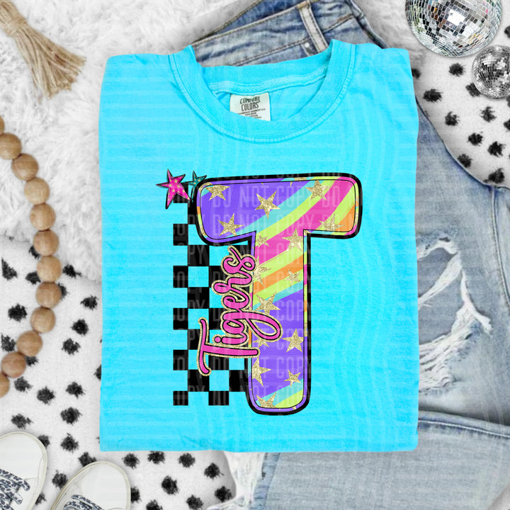 Rainbow Swirl Initials DTF Print