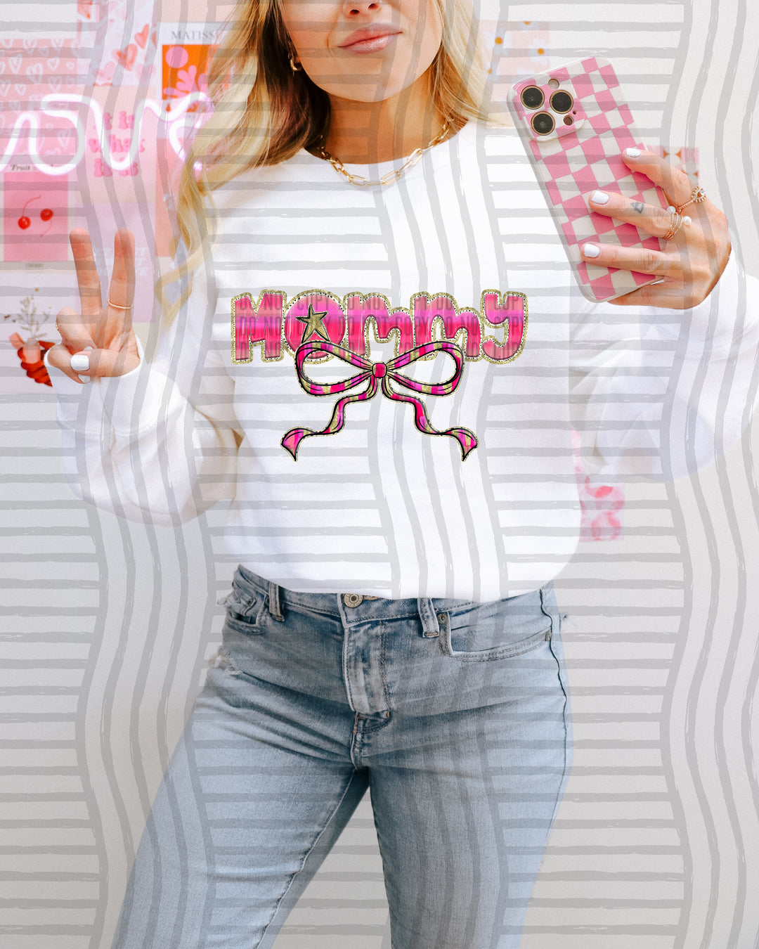 Pink Bow Occupations/Names DTF Print