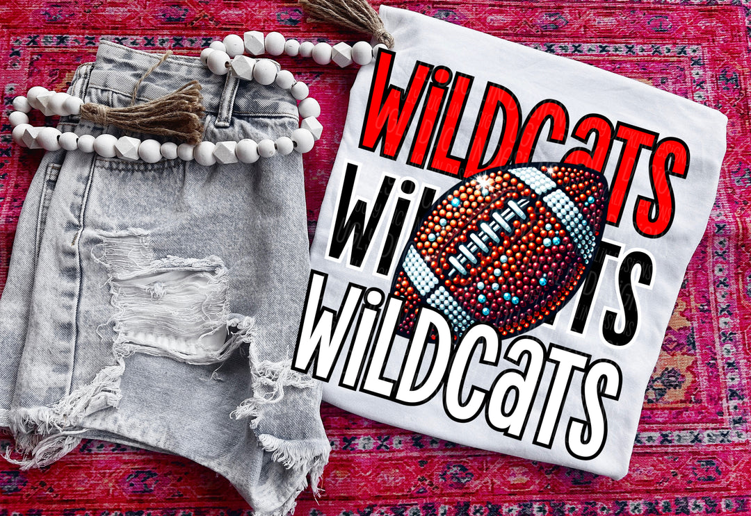 Wildcats Football (Red and White) DTF Print