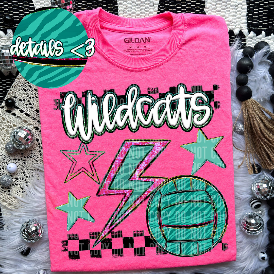 Rainbow Volleyball Bolts DTF Print