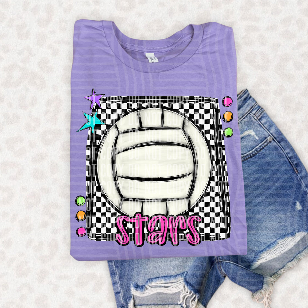 Bright Preppy Volleyball DTF Print