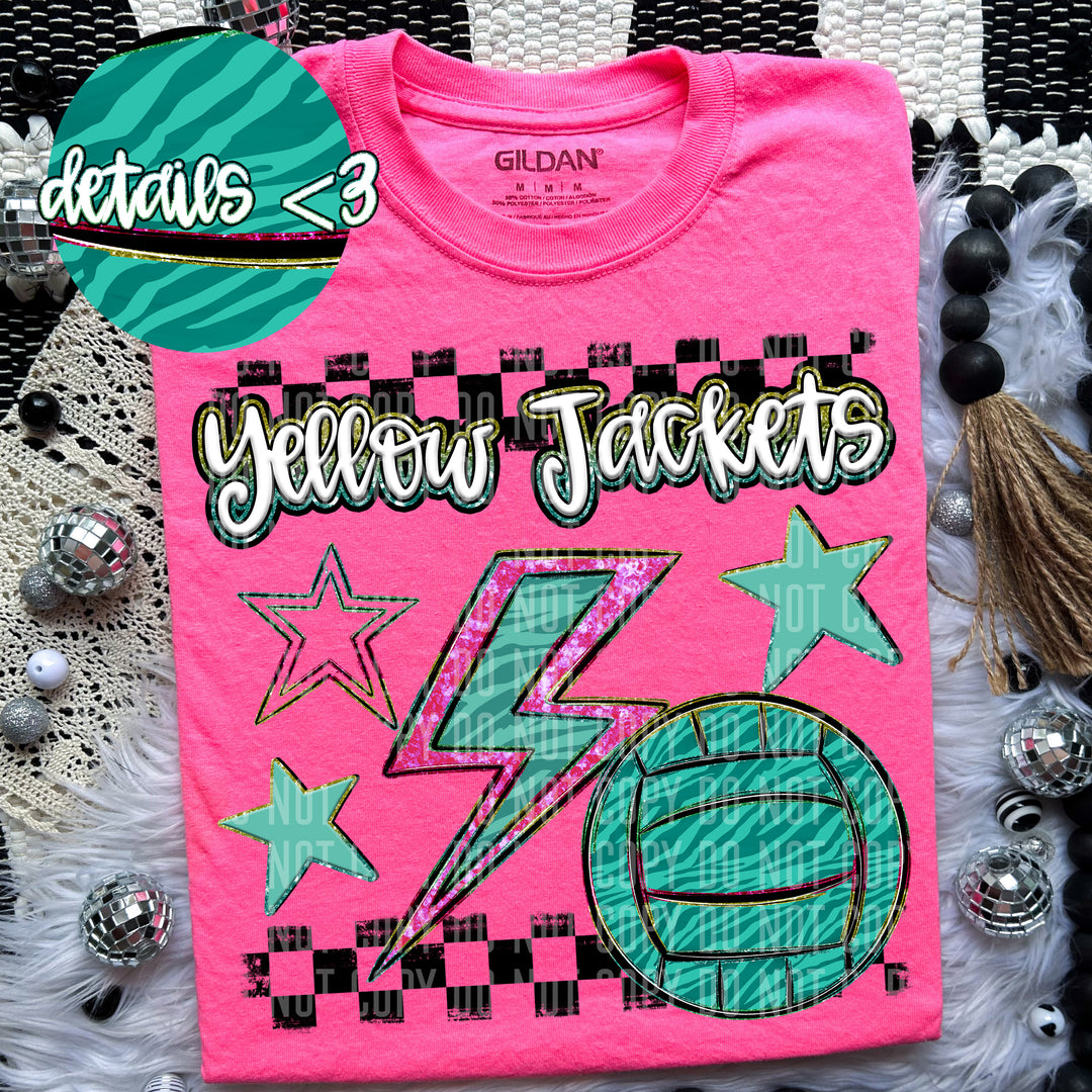 Rainbow Volleyball Bolts DTF Print