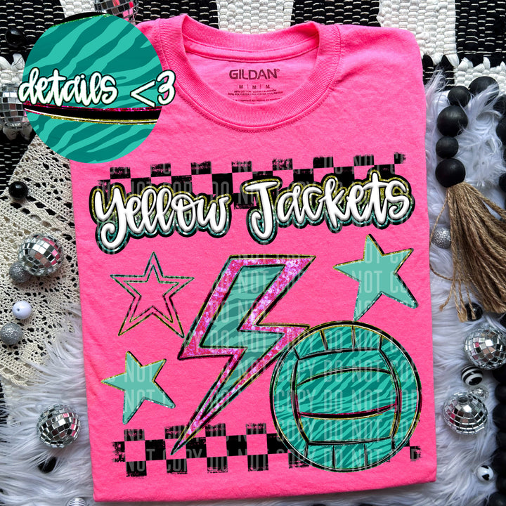 Rainbow Volleyball Bolts DTF Print