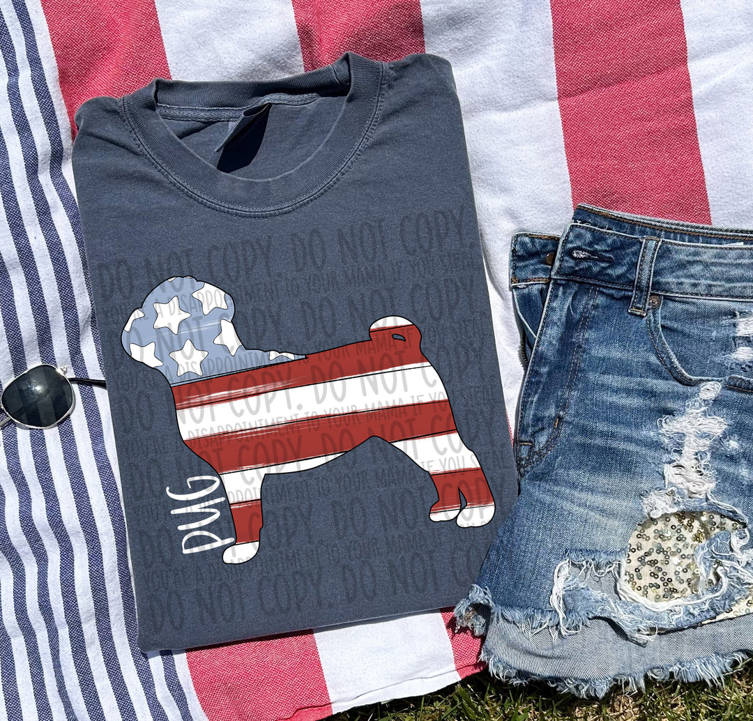 Patriotic Dog Designs White Text DTF Print