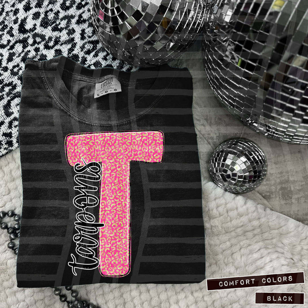 Pink Leopard Initial DTF Print