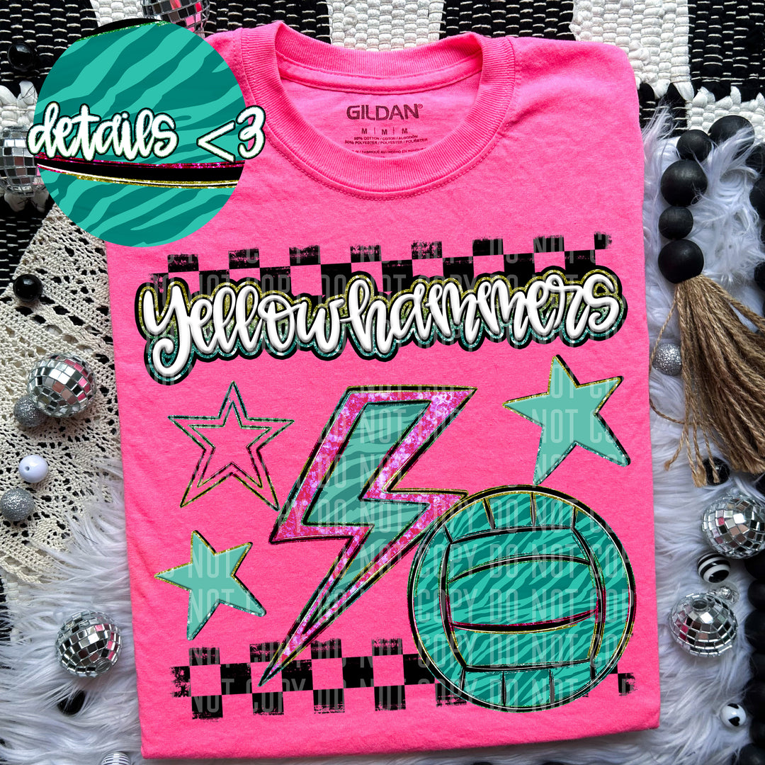 Rainbow Volleyball Bolts DTF Print