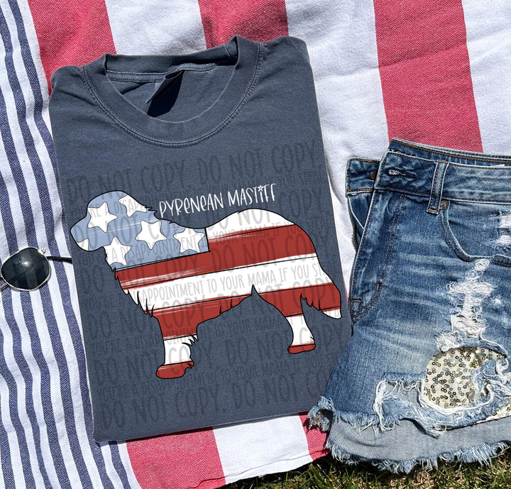 Patriotic Dog Designs White Text DTF Print