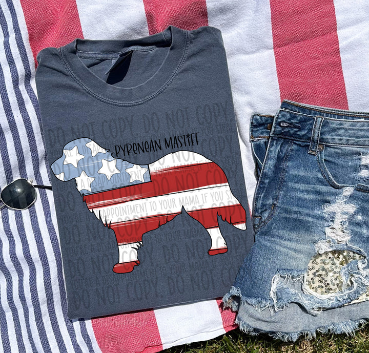Patriotic Dog Designs Black Text DTF Print