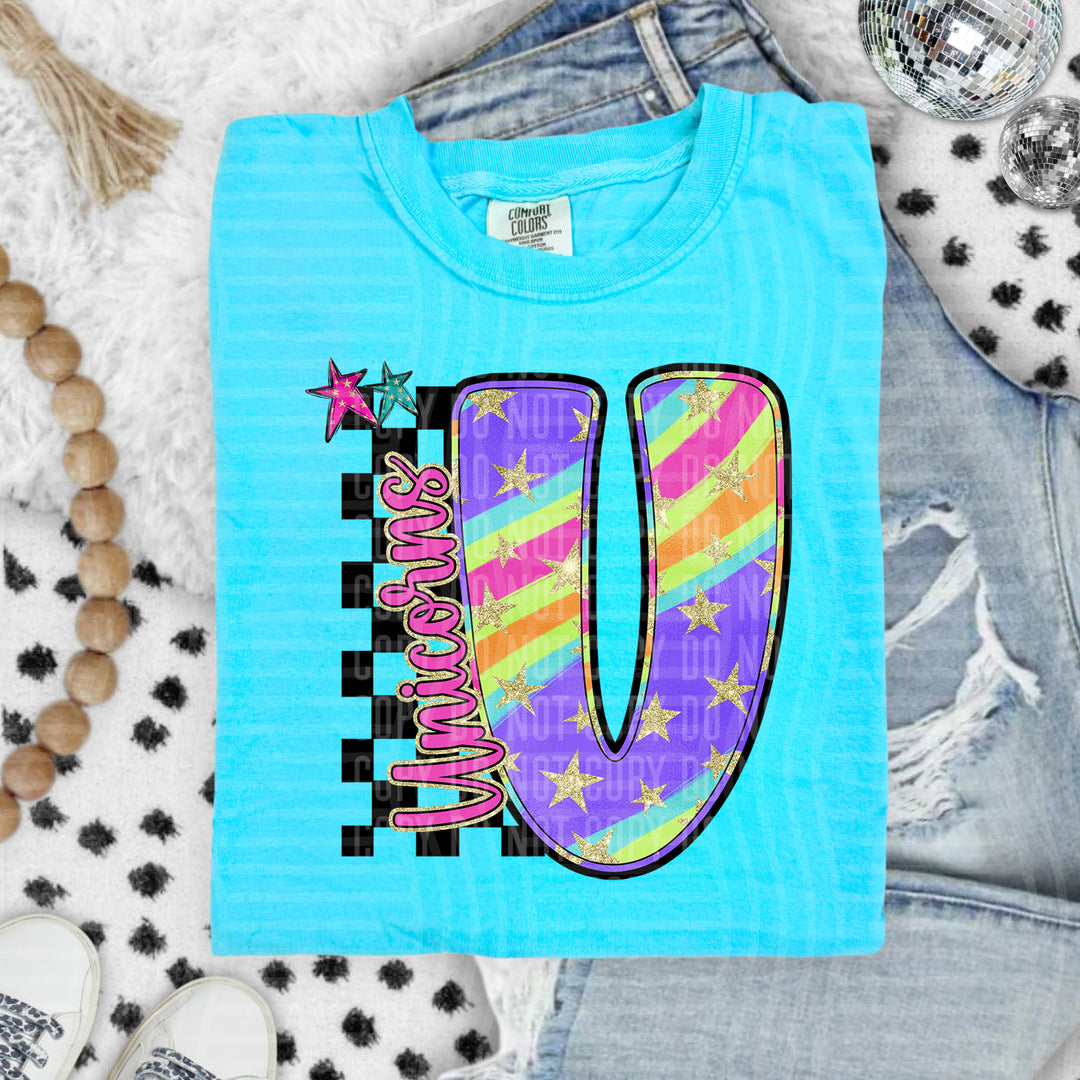 Rainbow Swirl Initials DTF Print