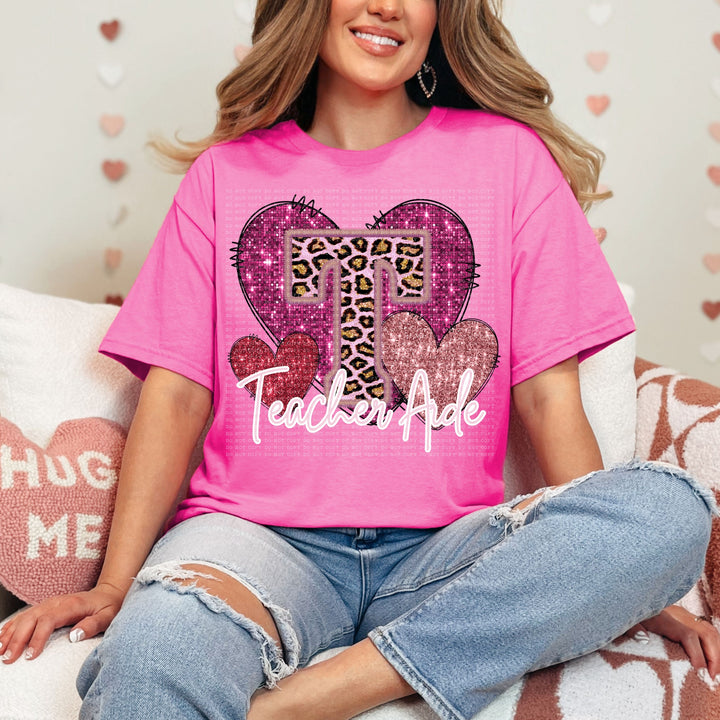 Pink Glitter Leopard Occupation Valentines DTF Print