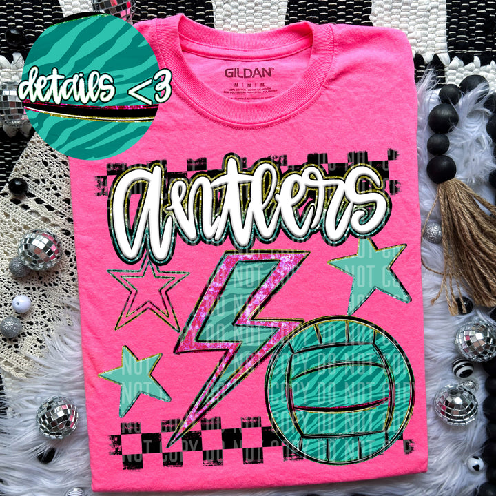 Rainbow Volleyball Bolts DTF Print