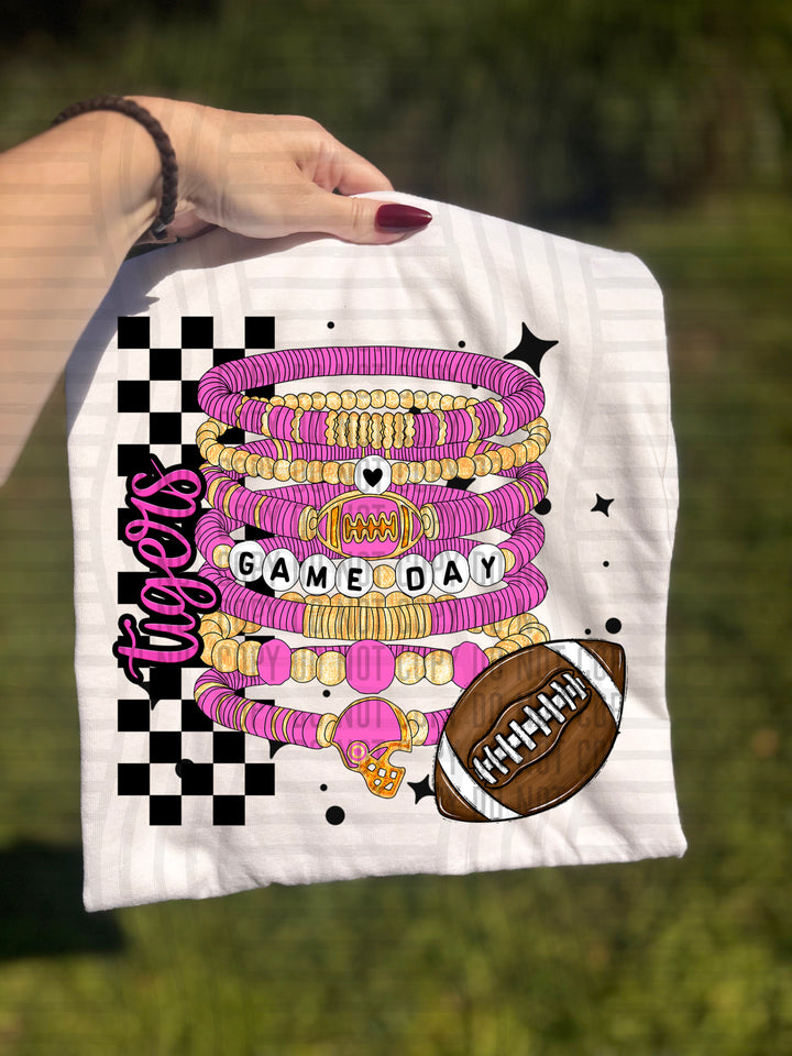 Pink Game Day Bracelets DTF Print