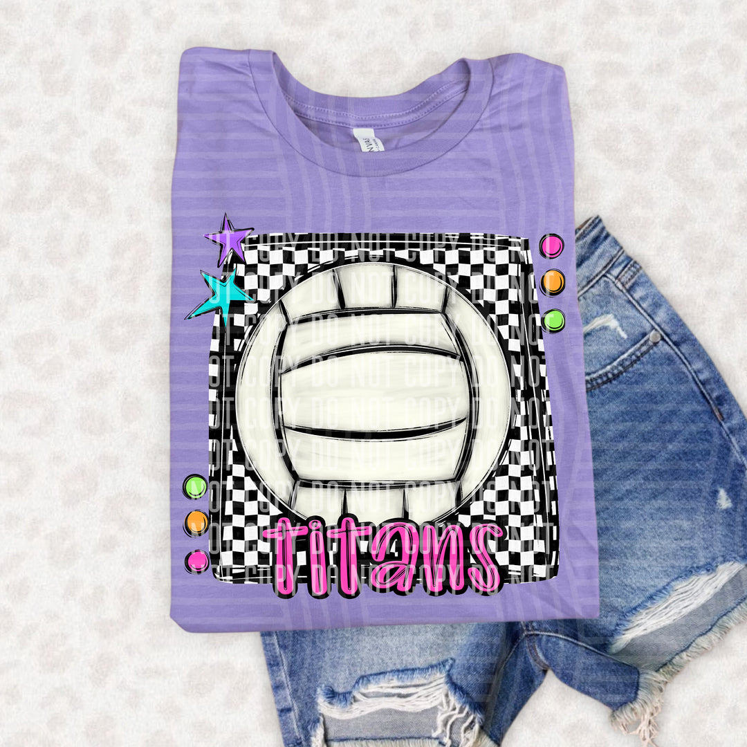 Bright Preppy Volleyball DTF Print