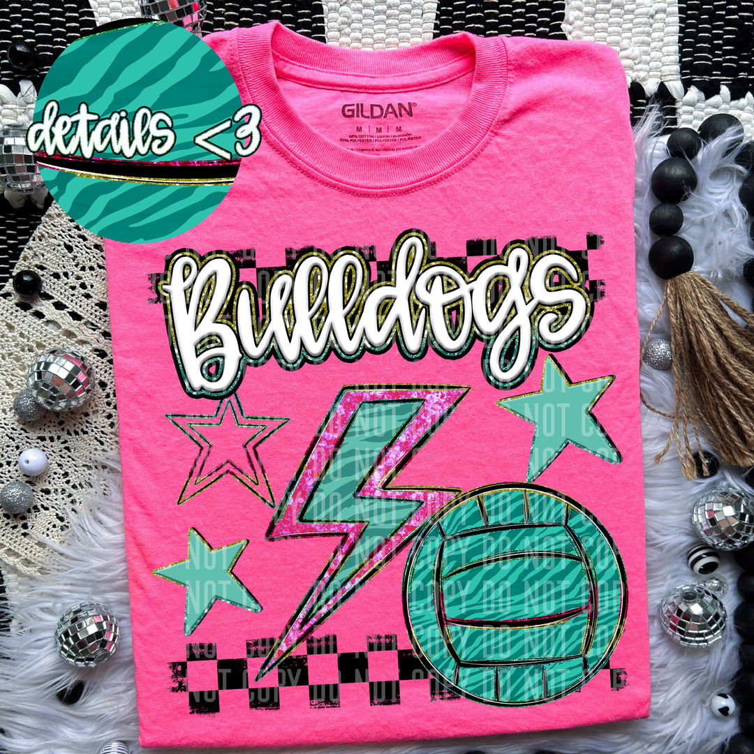Rainbow Volleyball Bolts DTF Print