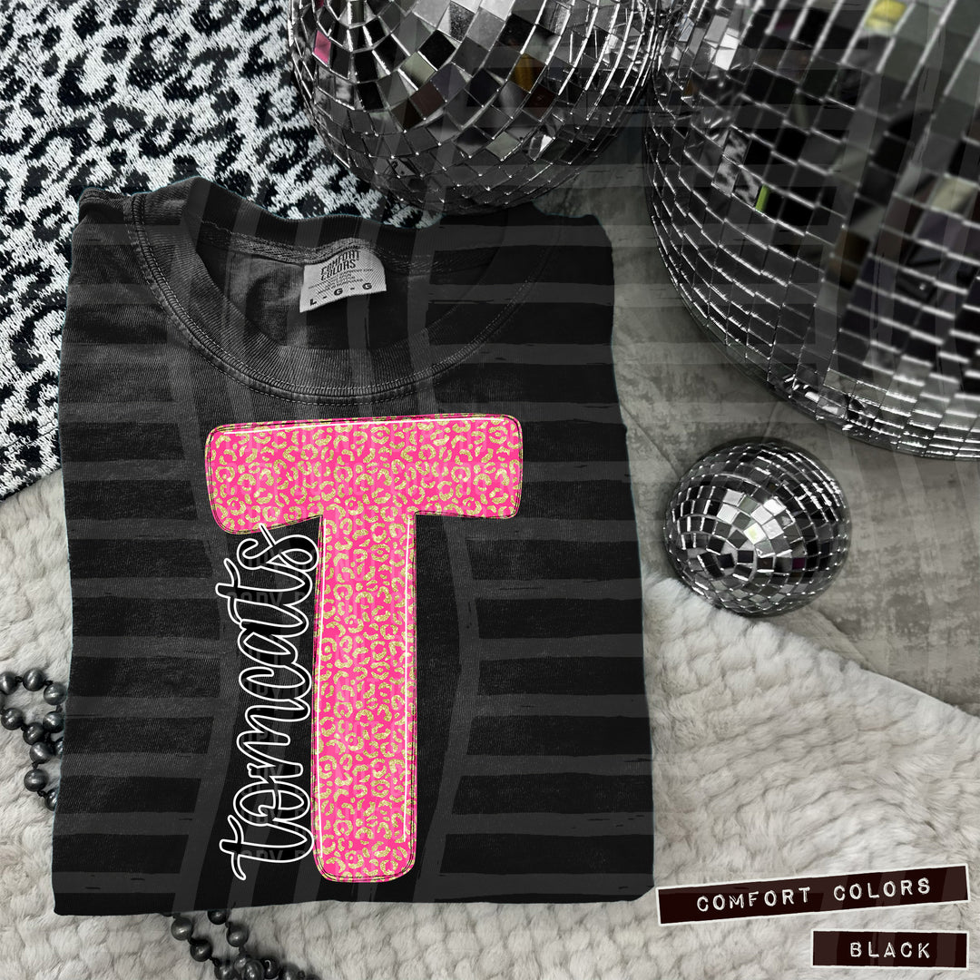 Pink Leopard Initial DTF Print