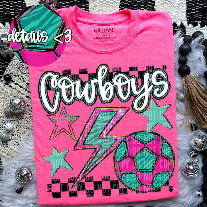 Rainbow Soccer Bolts DTF Print