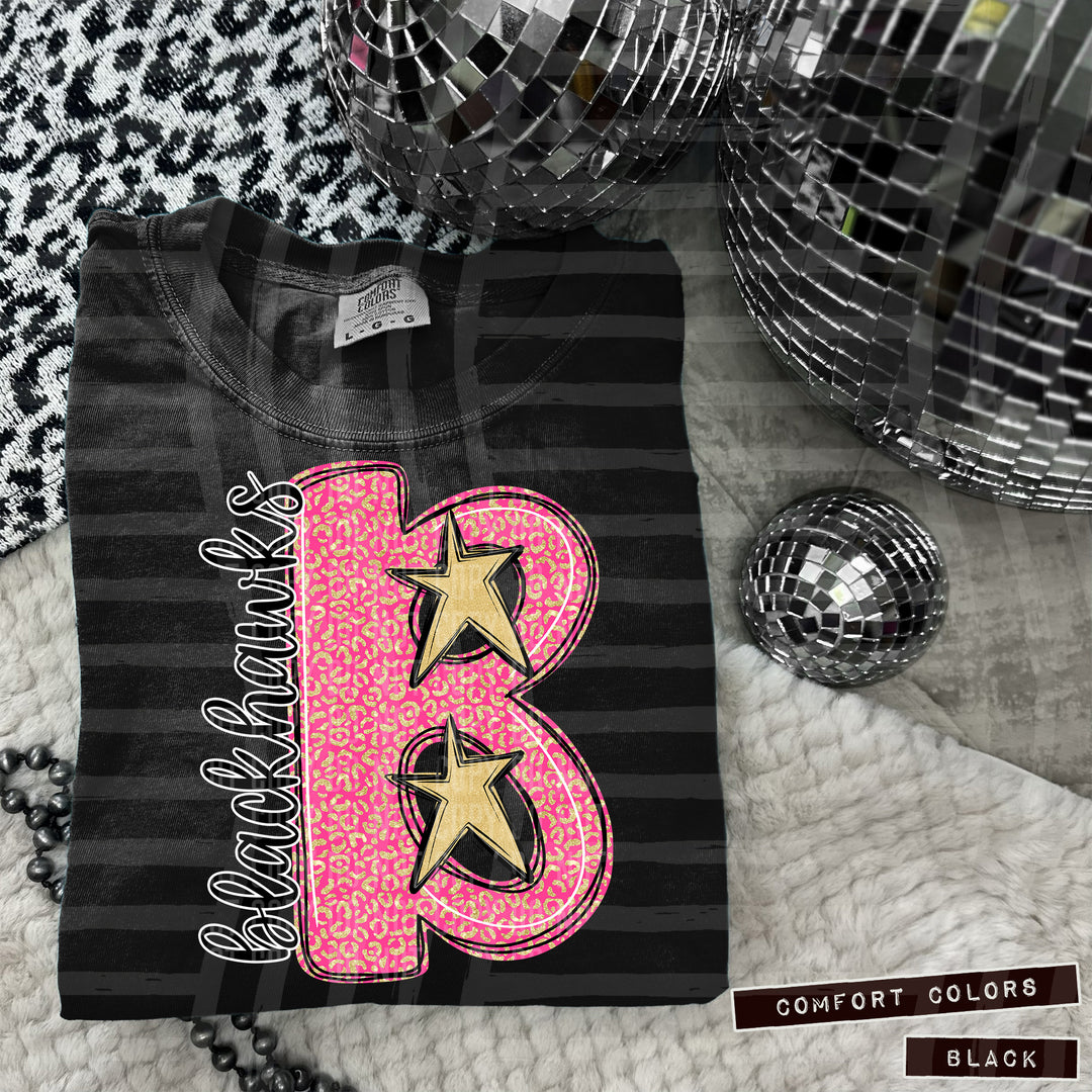 Pink Leopard Initial DTF Print