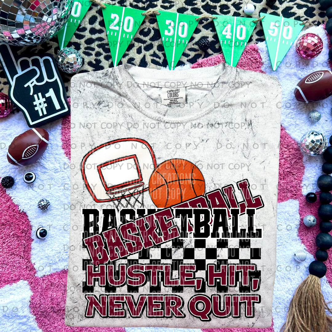 Hustle Hit Never Quit Basketball DTF Print