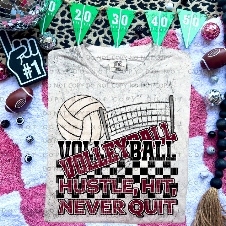 Hustle Hit Never Quit Volleyball DTF Print
