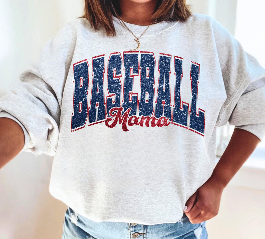 Baseball Mom Faux Glitter DTF Print