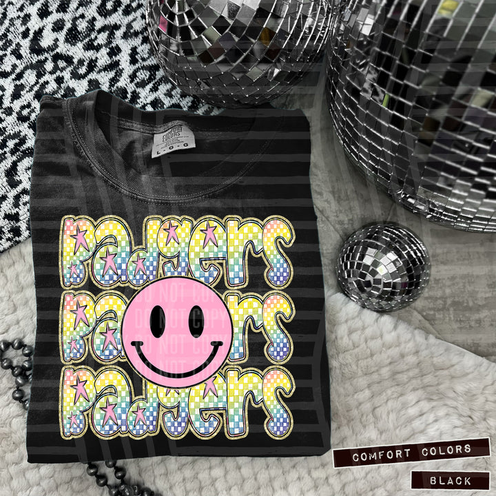 Pink Smiley Triple Stack DTF Print