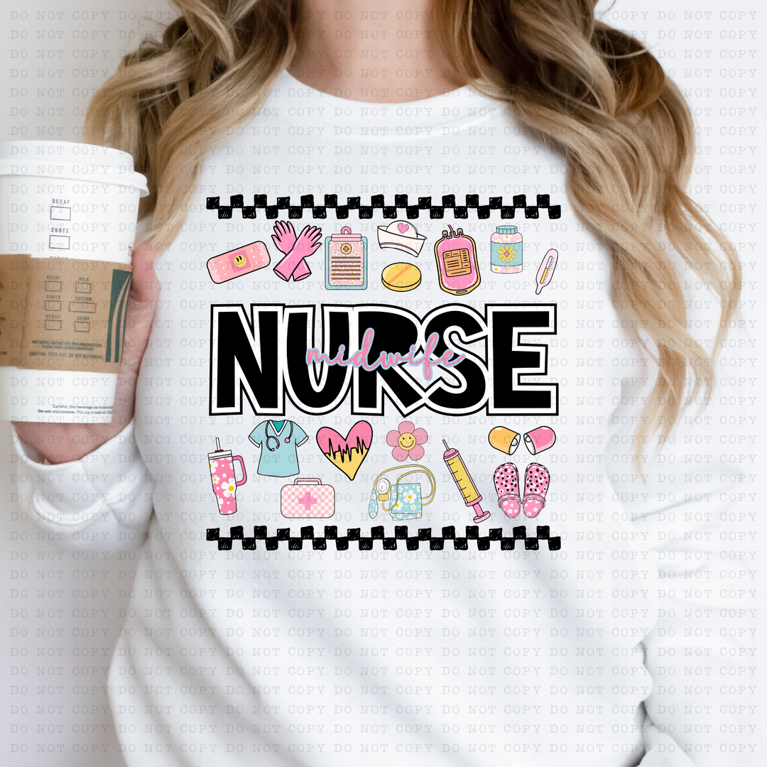 Girly Nurse Titles DTF Print