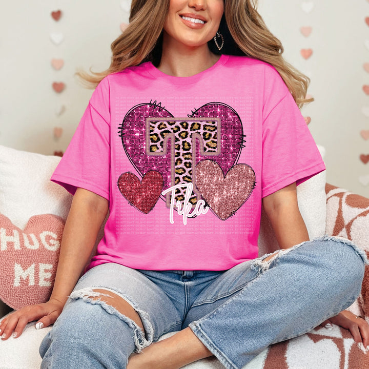 Pink Leopard Valentine Names  DTF Print