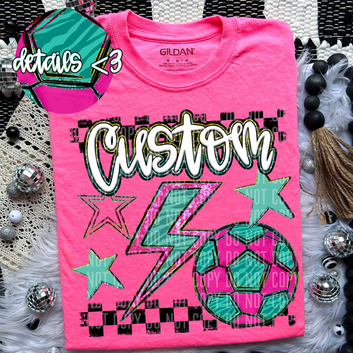 Rainbow Soccer Bolts DTF Print