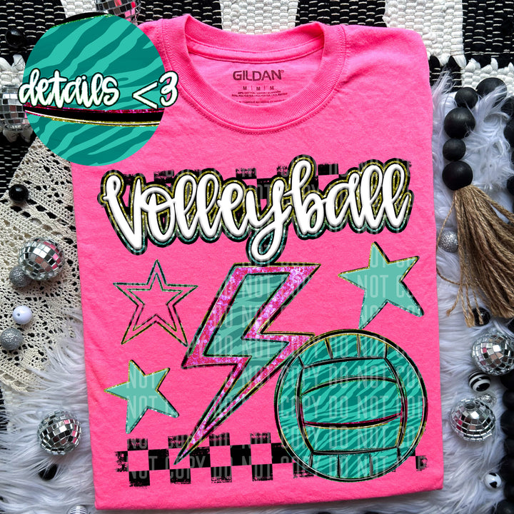 Rainbow Volleyball Bolts DTF Print