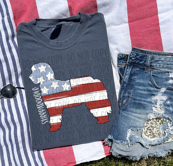 Patriotic Dog Designs White Text DTF Print
