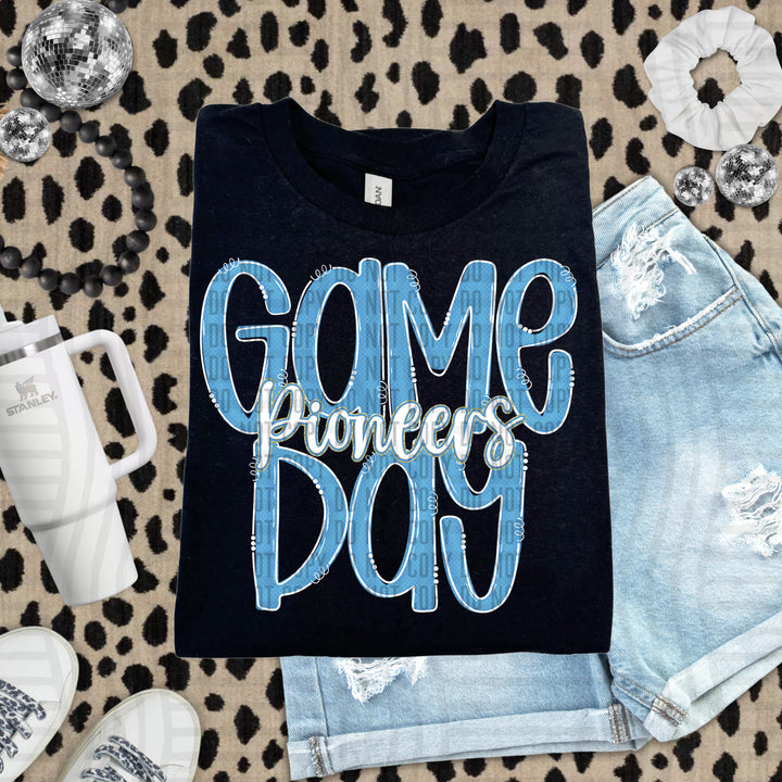 Doodle Gameday Light Blue DTF Print