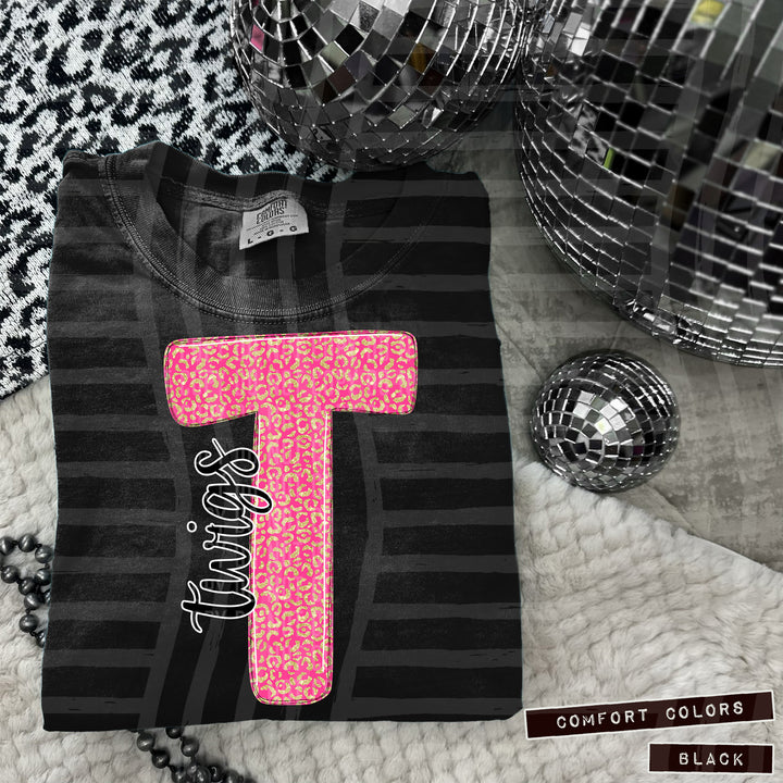 Pink Leopard Initial DTF Print